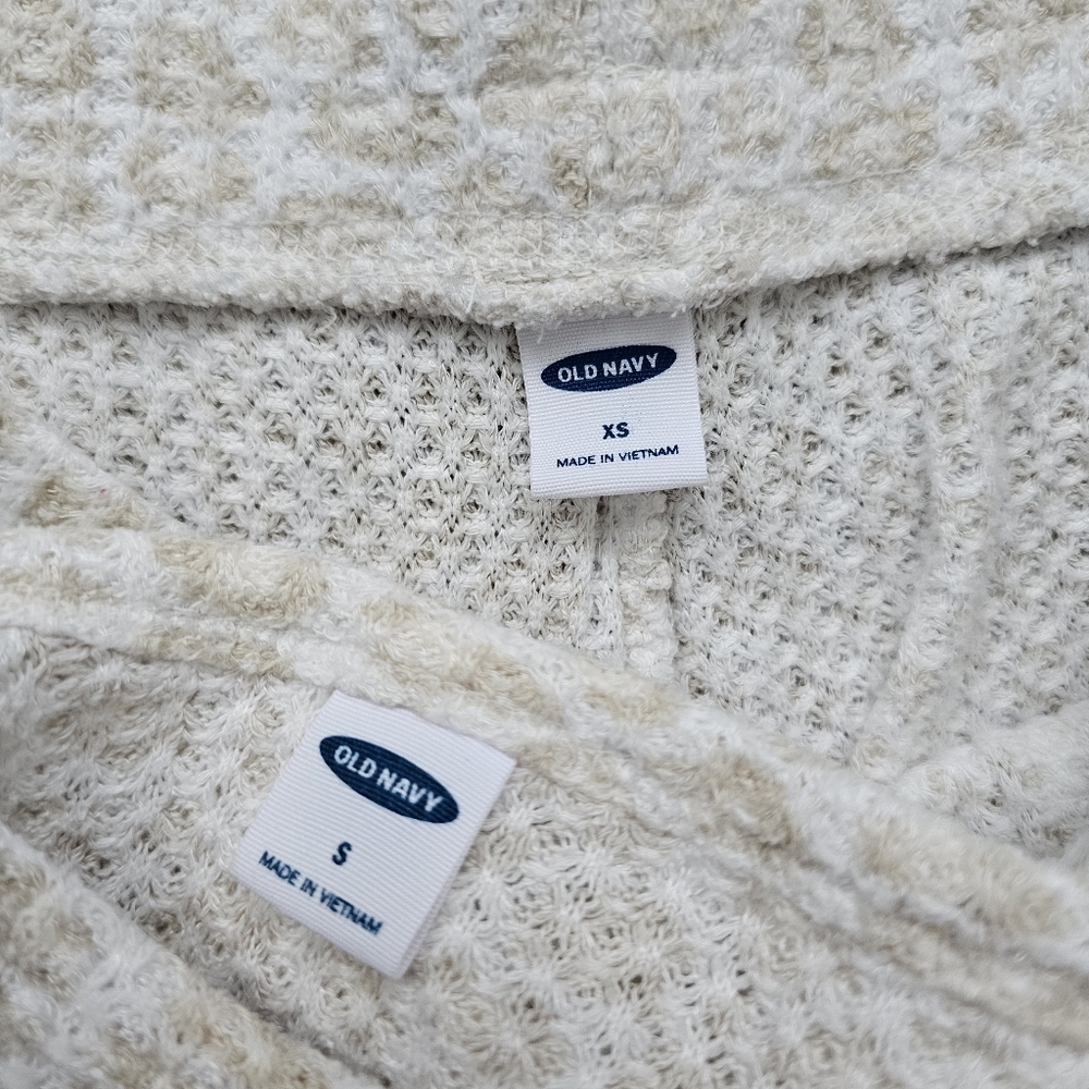 Old Navy waffle knit cheetah print pajama set beige white top joggers XS small - Picture 5 of 5